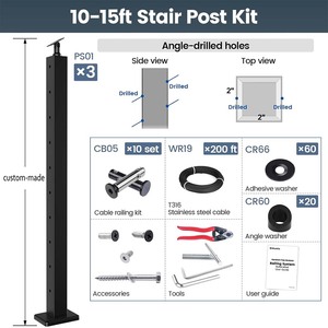 Système de garde-corps à câbles minimaliste moderne - Balustrade en fil d'acier inoxydable 304 pour l'architecture contemporaine - Product Image 2