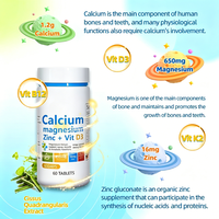 Comprimés de calcium, magnésium, zinc et vitamine D3 en marque privée OEM, favorisent la croissance osseuse, le développement de la taille et l'immunité, complément alimentaire quotidien
