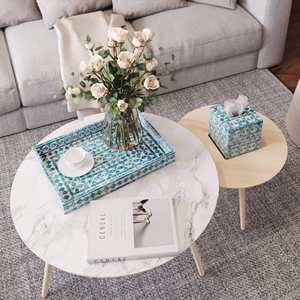 Plateau de service de luxe en nacre avec poignées, plateau décoratif rectangulaire pour l'affichage des aliments et des boissons et la décoration intérieure - Product Image 3