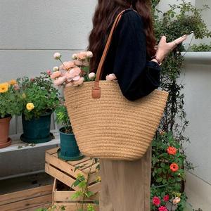 Sac fourre-tout décontracté pour femme, grande capacité, nouveau sac de plage tressé, sac seau, sac de transport quotidien avec fermeture éclair - Product Image 2