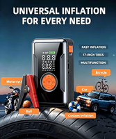 Gonfleur de pneus portable 4-en-1 et démarreur d'urgence 8000mAh |   Batterie externe, lampe de secours | Modes prédéfinis et surveillance de la pression des pneus