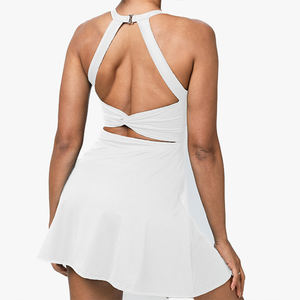 Customizable Solid Color Sexy Sleeveless Camisole Sports Jumpsuit Dress Two-in-One Outdoor Running Fitness Tennis <b>Skirt</b> <b>Women</b> - Product Image 1