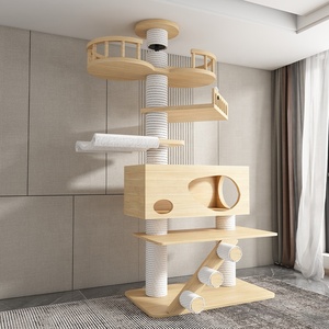Árbol para Gatos Grande de Piso a Techo Ajustable, Rascador de Sisal de Madera, Mueble Duradero para Gatos, Árbol para Gatos de Interior para Escalar - Product Image 1