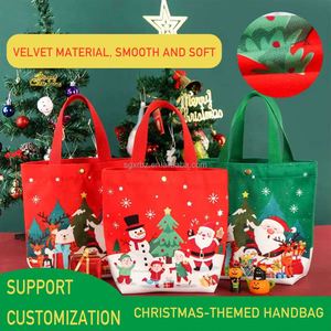 <b>Christmas</b> Customized High Quality Long Rope Zipper Closure Travel Storage Canvas Tote Shopping <b>Bags</b> - Product Image 5