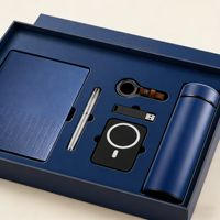 Set de Regalo Empresarial de Lujo de 6 Piezas con Libreta de Tapa Dura de PU, Taza Térmica, Paraguas, Memoria USB, Bolígrafo, Altavoz Bluetooth y Batería Externa