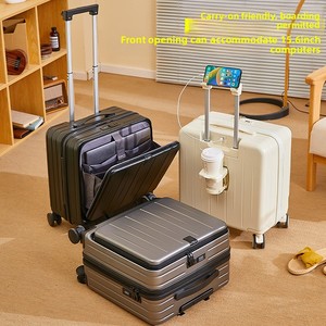 <span class=keywords><strong>Valise</strong></span> <span class=keywords><strong>cabine</strong></span> 18 pouces avec ouverture frontale, sac de voyage pour femmes et hommes, roulettes universelles, petite <span class=keywords><strong>valise</strong></span> à code - Product Image 1