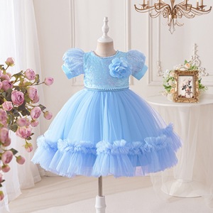 OEM Fabrika Özel Üretim Çocuk Abiye Fırfırlı Boncuklu Kabarık İnci Süslemeli Elbise Pakistan Elbisesi 9-10 Yaş Kız Çocukları İçin - Product Image 1