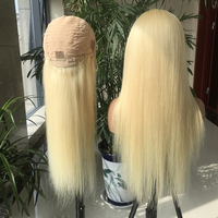 Wig Rambut Asli Brasil Remy Double Drawn Tanpa Lem, Warna 613, Panjang 40 inci, 13x4, Lace Transparan Alami, Grosir