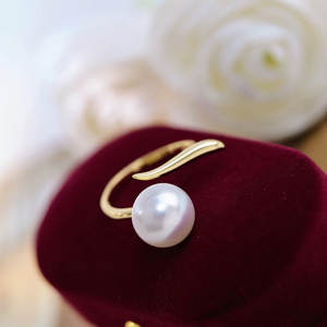 S925 Silver <b>Ring</b> Stand DIY <b>Pearl</b> Accessories 8-11mm Round Beads Simple 10411 Silver Jewelry - Product Image 3