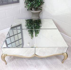 Luxury Silver Mirrored <strong>Coffee</strong> <strong>Table</strong> with <strong>Curved</strong> Leg <strong>Glass</strong> Material Centre <strong>Table</strong> for Home or Hotel for Living Room Furniture - Product Image 5