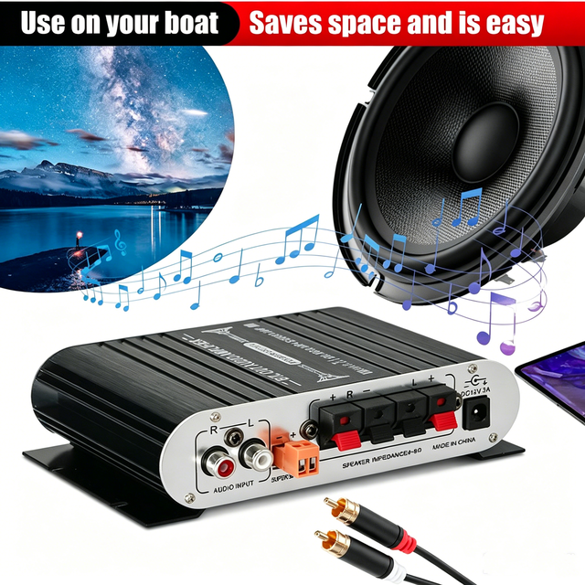TUTI Mini Car Stereo Amplifier Speaker HiFi Power 2.1 Channel Subwoofer Audio Output System Power Amplifier for Home/Car