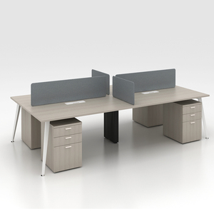 Scrivania Modulare per Ufficio, Tavolo per 4 Persone con Gambe in Acciaio e Piano in Legno per Aziende - Product Image 3