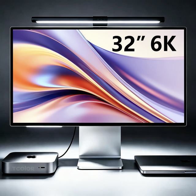 TCOLOR Mac Studio Display 32 Inch 6k Aluminum Alloy Monitor Ergonomic Stand Moniteurs 5K Computer Monitor with Built-in Speaker