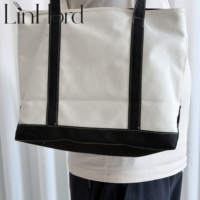 Sac fourre-tout en toile patchwork avec logo personnalisé, grande capacité, résistant, réutilisable, sac à main en coton pour femmes