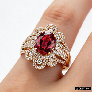 Luxury Women's S925/10K/14K/18K Solid Gold Cocktail <b>Ring</b> Oval Cut Sapphire Pave Setting Flower Shape Engagement Jewelry - Product Image 3