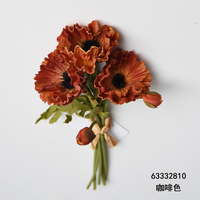 Vente en gros de fleurs artificielles en PU, bouquet de coquelicots à tige courte pour la décoration