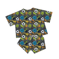 Ensembles de pyjamas familiaux imprimés Cartoon Monster Truck Adventure, vêtements de détente côtelés assortis avec cordon de serrage, pyjamas quotidiens adaptés aux enfants