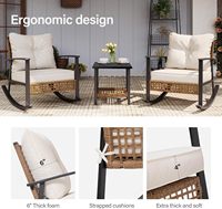 Ensemble de chaises à bascule en rotin tressé pour l'extérieur, combinaison multi-pièces, meubles d'extérieur adaptés aux jardins, balcons et cours arrière