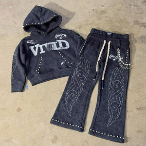 Felpa con Cappuccio in Spugna Francese Personalizzata con Perle, Stile Oversize Corto con Stampa Grafica, Produttore di Felpe con Zip in Cotone Spesso per Uomo - Product Image 2