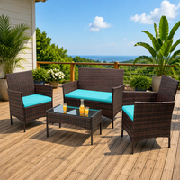 Ensemble de canapé et table basse d'extérieur en rotin, prix direct usine, durable, pour jardin, hôtel, appartement, conversation