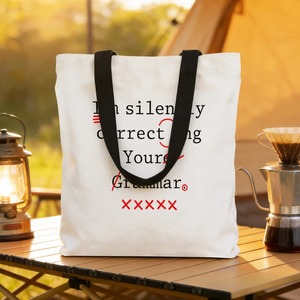 Sac fourre-tout en toile avec citation amusante sur la grammaire : « Je corrige silencieusement votre grammaire », imprimé, réutilisable, sac à bandoulière pour femme, sac de shopping - Product Image 5