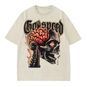 Camiseta de Manga Corta para Hombre SFANA SPORTS, Diseño de Calavera, Estilo Lavado, Corte Regular, 300 Gramos, Casual, 100% Algodón, Varios Colores - Product Image 1