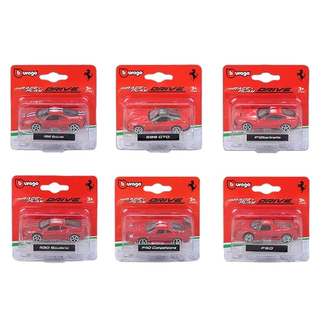Bburago 1:64 Diecast Car Ferrarial SF90 SP1 599GTO F50 458Spider 488GTB Speciale LAF Model Toys for Children Adult