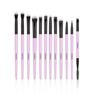 Vonira Beauty 12 pezzi Luxury Professional Must Have Set di pennelli per trucco degli occhi Vegan PBT Taklon Kit di pennelli per ombretti sintetici