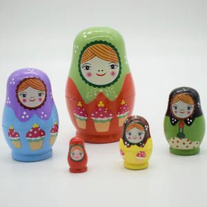 HOYE CRAFT-muñecas de anidación <span class=keywords><strong>rusas</strong></span> para niñas, bloques de apilamiento de madera, juguetes para bebés, 5 uds. - Product Image 5