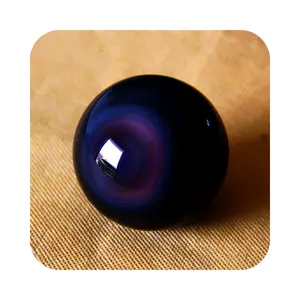 Kerajinan batu semi mulia penyembuhan kualitas tinggi bola kristal Obsidian hitam Flash pelangi alami yang dipoles untuk fengshui
