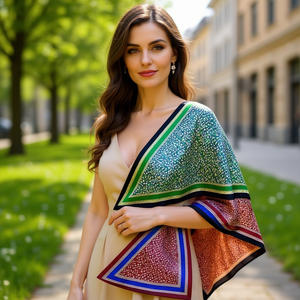 Écharpe triangulaire multifonctionnelle 60x135cm, châle en soie pour femmes, accessoire de mode - Product Image 3