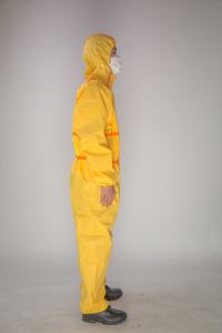 غير المنسوجة pp + pe حماية دعوى معطف للاستعمال لمرة واحدة كامل الجسم ملابس السلامة الكيميائية ملابس واقية - Product Image 4