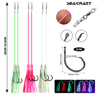 Leurre de pêche en mer profonde en forme de jupe de calmar lumineuse de 48 cm avec émerillon rotatif à 360 degrés et fil d'acier anti-morsure pour appât de fond