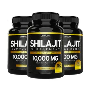 OEM orgánico Shilajit cápsulas vitaminas con Ashwagandha y pimienta negra mejorar el estado de ánimo y la energía