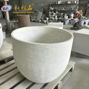 Nuevos Materiales de Construcción de Piedra, Macetas de Hormigón GRC Redondas de Color Gris Claro para Proyectos de Paisajismo, Personalizables - Product Image 4