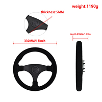 Volant de course universel en daim 330 mm, 3 branches, noir mat, volant sport pour course, drift, simulateur de voiture
