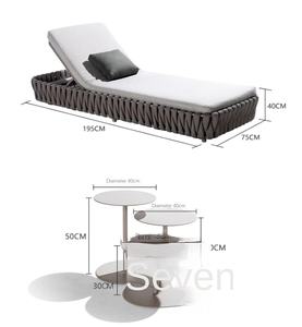 Chaise longue de soleil en métal pour l'extérieur, chaise longue en corde pour hôtel, dossier réglable, fauteuil inclinable moderne - Product Image 2