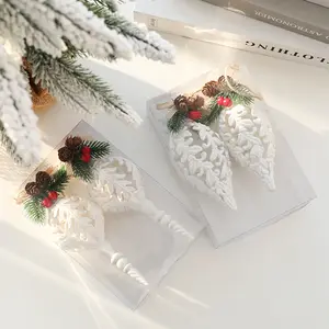 Navidad DIY adornos navideños plástico blanco decoraciones para árboles de Navidad adornos colgantes decoración para árboles de Navidad