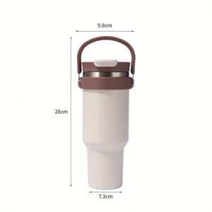 New Arrival Stainless Steel Vacuum Flask Travel Mug Classic Design with Handle <b>Straw</b> for Camping for Outdoor Adventures - Product Image 4