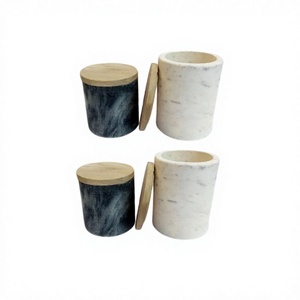 Ensemble de 4 petits récipients ronds de différentes tailles, en marbre noir et blanc, pour le stockage de fruits secs, en vrac - Product Image 1