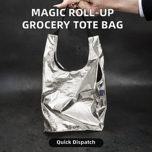 精品可重复使用可折叠食品购物袋快速发货印花图案礼品卷起手提袋 - Product Image 2