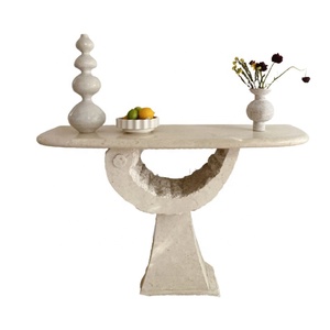 Nouvel arrivage de salle <span class=keywords><strong>à</strong></span> <span class=keywords><strong>manger</strong></span> nordique au design unique en pierre blanche naturelle pour 6 personnes <span class=keywords><strong>Table</strong></span> <span class=keywords><strong>console</strong></span> de <span class=keywords><strong>table</strong></span> <span class=keywords><strong>à</strong></span> <span class=keywords><strong>manger</strong></span> en travertin - Product Image 1