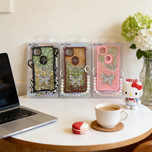 เคสโทรศัพท์มือถือกันกระแทกลายผีเสื้ออีพ็อกซี่กากเพชรแบบสามในตัวเดียวที่คาดเอวแบบใหม่ - Product Image 2