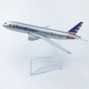 نموذج طائرة أمريكي Boeing 777 مسطح بمقاس 16 سم مصنوعة من سبائك الزهر نموذج طائرة لعبة هدية للأطفال