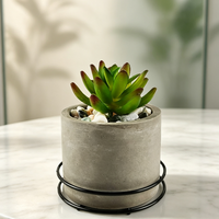 Pot de fleurs rond en ciment de style industriel avec support métallique, jardinière en béton pour balcon, plante succulente, couleur personnalisée