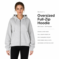 Sweat-shirt à capuche gris pour femme, à fermeture éclair, manches longues, double couche, poche kangourou, décontracté, pour les distributeurs et les magasins, personnalisable