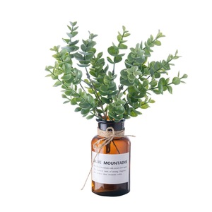 CallaFloral – Bouquet d'eucalyptus, fleurs artificielles en plastique vert et marron, artisanat décoratif pour la maison et les mariages, YC1079 - Product Image 5