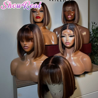 Perruques sans colle colorées avec mèches, en cheveux humains, Lace Front 13x4, Perruque Lace Front, Fournisseurs de perruques bob droites, Cheveux humains bruts du Vietnam