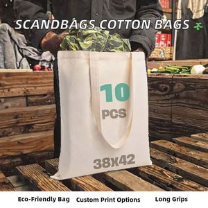 ชุดกระเป๋า SCANDBAGS หมายเลข 5 |   10 |   ถุงผ้าฝ้าย 25 ใบ วัสดุเป็นมิตรกับสิ่งแวดล้อม หูหิ้วยาว ซักได้ พิมพ์ลายตามสั่ง สำหรับใส่ของชำ - Product Image 2