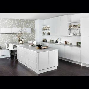 Meubles de cuisine sur mesure en gros d'usine, design moderne, armoires de cuisine en bois mélaminé, armoires de cuisine haut de gamme avec îlot - Product Image 5